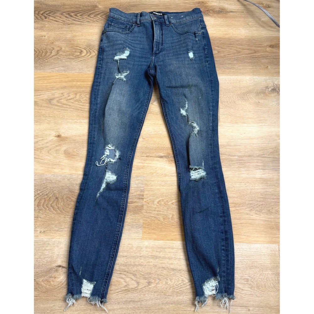 Express Blue Ankle High Rise Distressed Skinny Jeans Womens 4R Rock-chic
Grunge